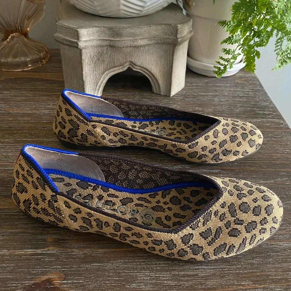 Rothy’s‎ The Flat Round Toe Ballet Flats Leopard Cheetah Print Shoes Womens 7